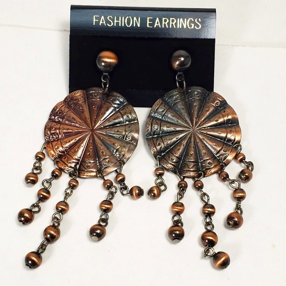 Women's Stylish Circle Design Drop Beads Statement Post Drop Dangle Earrings